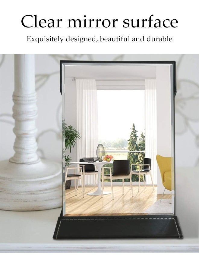 DUNISO Foldable Makeup Mirror,Portable PU Leather Mirror,  Tabletop Mirror with Adjustable Height for Vanity Table, Office, Home ,Travel (Black) - Image 5