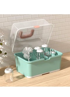 MIXDE Baby Bottle Drying Racks with Anti-dust Cover, TAME Nursing Bottle Storage Box Baby Dinnerware Organizer, Easy to Clean Drainer, Durable Countertop Dryer  - Image 1