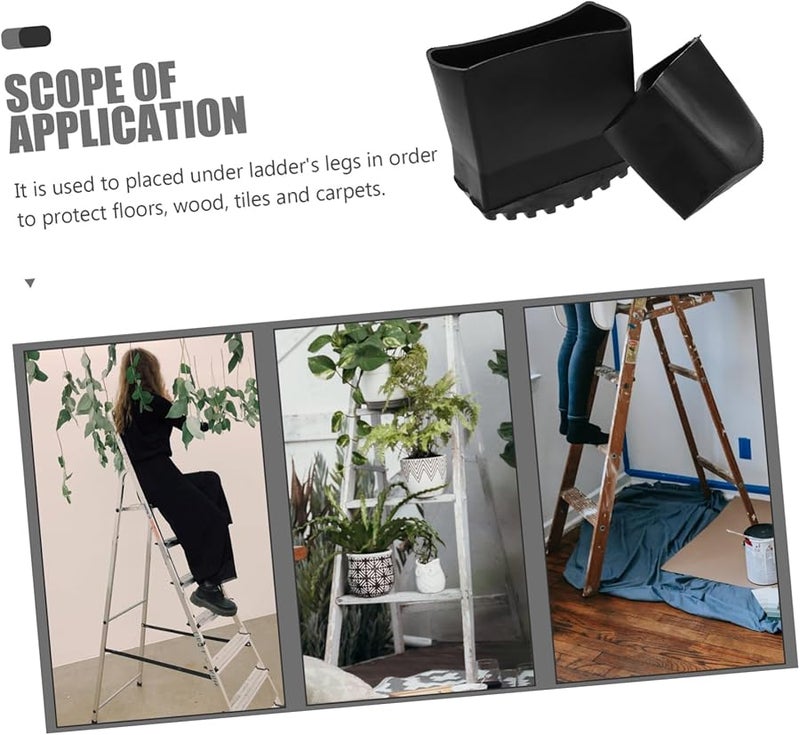 4Pcs Black Rubber Non Slip Folding Ladder Feet Covers Protector Pads - Image 4