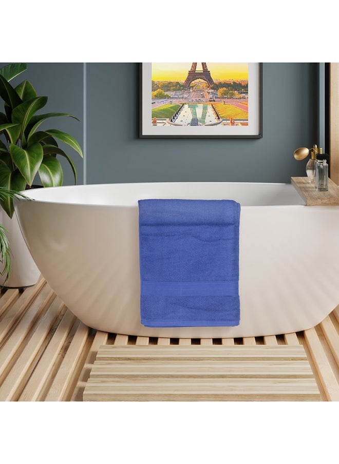 White Rose 4 Piece Bathroom Towel Set BRAVO 550 GSM 100% Combed Cotton Terry 2 Bath Towel 70X140 cm & 2 Hand Towel 50x90 cm Gentle Touch Extremely Absorbent Every Day Use Royal Blue  - Image 1