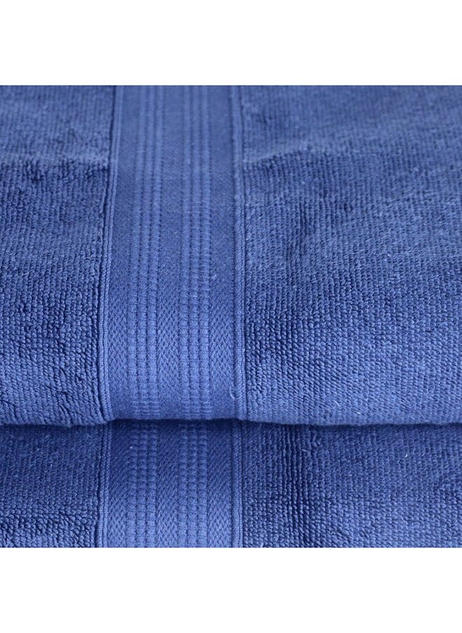 White Rose 4 Piece Bathroom Towel Set BRAVO 550 GSM 100% Combed Cotton Terry 2 Bath Towel 70X140 cm & 2 Hand Towel 50x90 cm Gentle Touch Extremely Absorbent Every Day Use Royal Blue  - Image 2