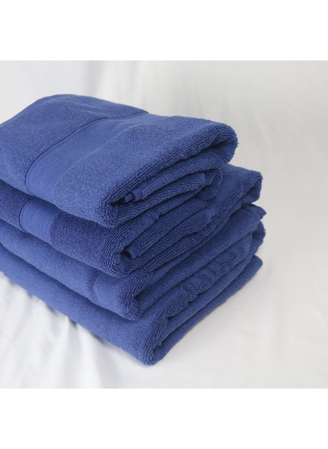 White Rose 4 Piece Bathroom Towel Set BRAVO 550 GSM 100% Combed Cotton Terry 2 Bath Towel 70X140 cm & 2 Hand Towel 50x90 cm Gentle Touch Extremely Absorbent Every Day Use Royal Blue  - Image 5