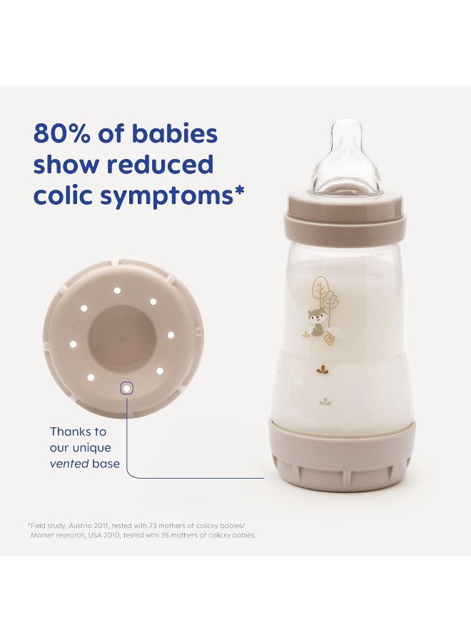 مام زجاجة اطفال ذاتية التعقيم مضادة للمغص من ايزي ستارت 3 عبوات (3 × 160 مل) مع حلمة مام بطيئة التدفق مقاس 1، مستلزمات حديثي الولادة، بيج (قد تختلف التصاميم) - Image 3