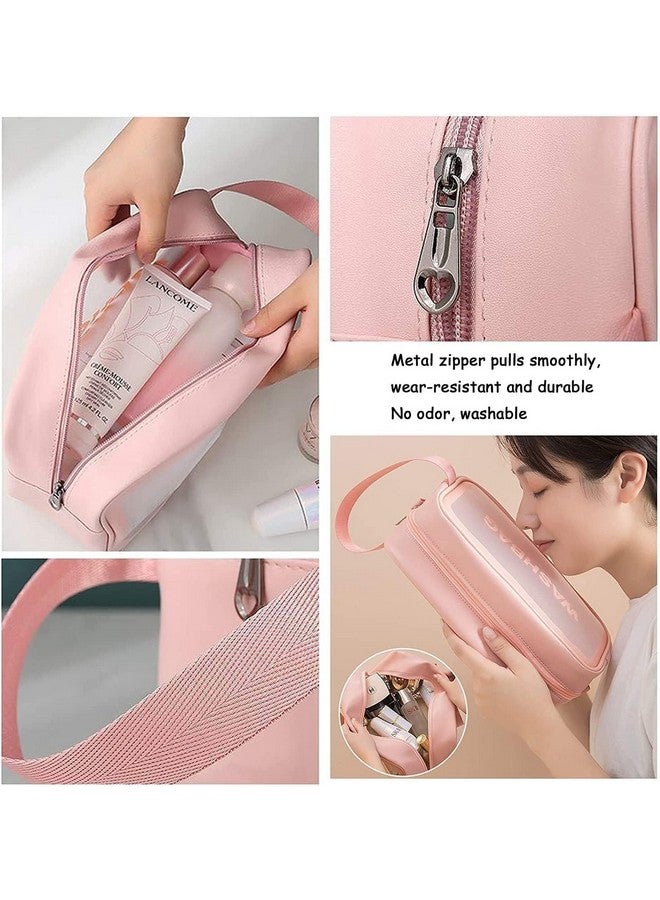 KERFORA Waterproof Cosmetic Bag Set of 3 - Clear Frosted PVC Toiletry Pouch, Portable Makeup Organizer for Women and Girls, Semi-Transparent Travel Organizers with Sturdy Zipper - Image 3