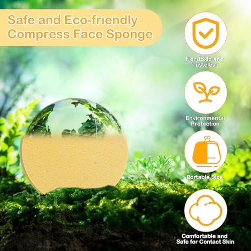Luxiv 240+1 Count Compressed Facial Sponges, Luxiv Round Face Sponge Professional Compressed Makeup Removal Sponges for Estheticians Wash Face Sponge Compress Exfoliating Spa Pads With Portable Case - Image 3
