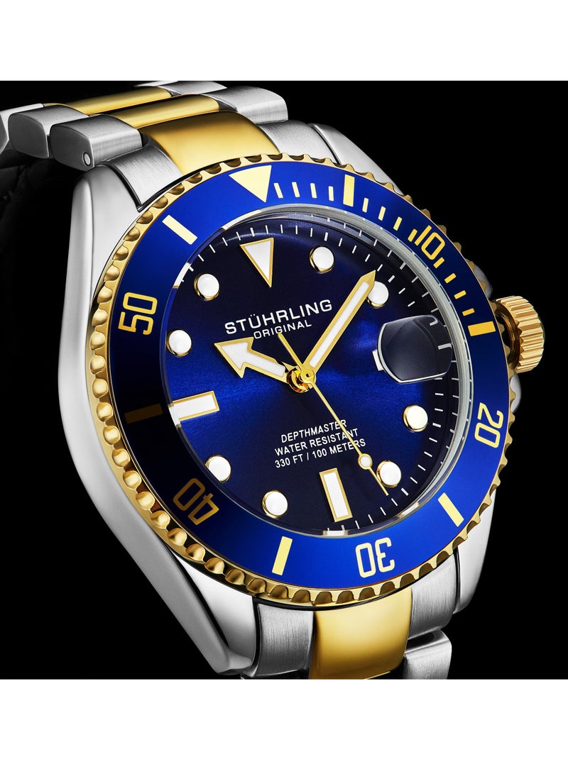 ستيرلنج أوريجينال ساعة غوص رجالية من ستورلنج أورجينال بحركة كوارتز سويسرية وسوار من الفولاذ المقاوم للصدأ مع تاريخ، مقاومة للماء حتى 100 متر - Image 3