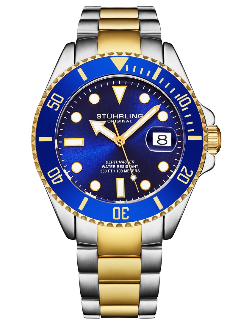 ستيرلنج أوريجينال ساعة غوص رجالية من ستورلنج أورجينال بحركة كوارتز سويسرية وسوار من الفولاذ المقاوم للصدأ مع تاريخ، مقاومة للماء حتى 100 متر - Image 1