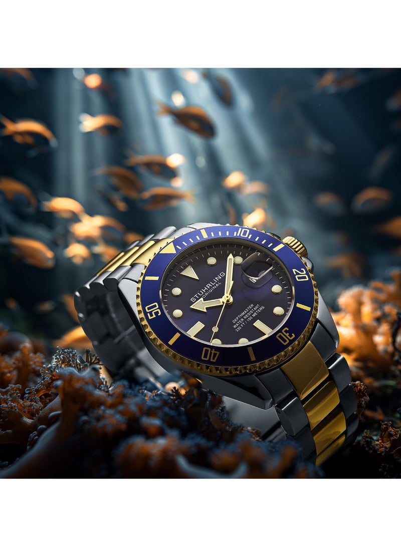 ستيرلنج أوريجينال ساعة غوص رجالية من ستورلنج أورجينال بحركة كوارتز سويسرية وسوار من الفولاذ المقاوم للصدأ مع تاريخ، مقاومة للماء حتى 100 متر - Image 5