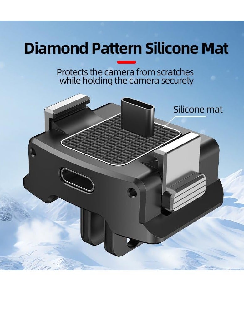 Excefore Charging Adapter Base for DJI Osmo Pocket 3, Type-C Charging Port, with 1/4 Threaded Hole and Gopro Connector, Attaches to Tripod Selfie Stick (1/4 Screw+GO/PRO Adapter) - Image 2