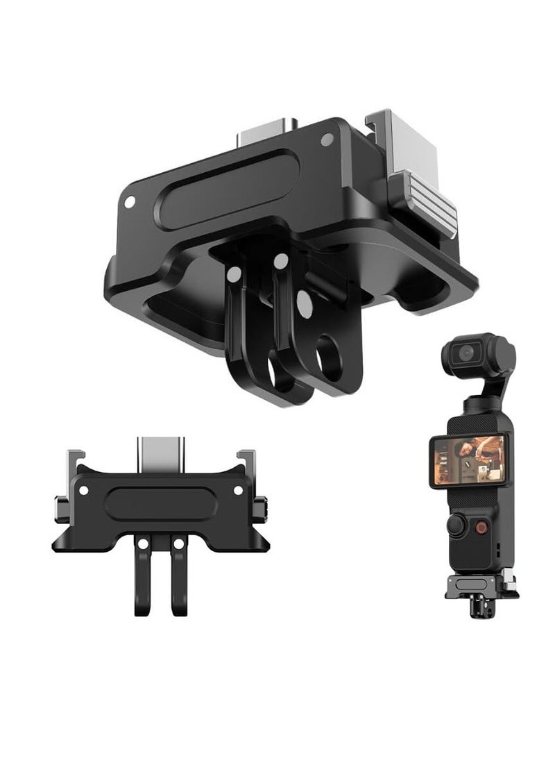 Excefore Charging Adapter Base for DJI Osmo Pocket 3, Type-C Charging Port, with 1/4 Threaded Hole and Gopro Connector, Attaches to Tripod Selfie Stick (1/4 Screw+GO/PRO Adapter) - Image 1