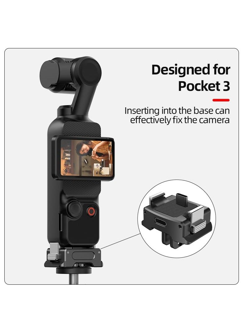 Excefore Charging Adapter Base for DJI Osmo Pocket 3, Type-C Charging Port, with 1/4 Threaded Hole and Gopro Connector, Attaches to Tripod Selfie Stick (1/4 Screw+GO/PRO Adapter) - Image 5