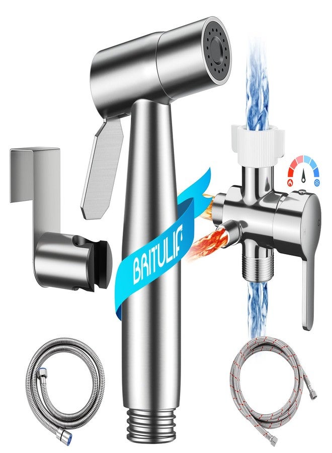 BRITULIF Hot and Cold Bidet Sprayer for Toilet, Bidet Attachment for Warm Water, Jet Sprayer for Toilet Muslim Shower, Ideal for Feminine Hygiene, Pet Cleaning, Cloth Diapers, and Elderly Care - Image 1