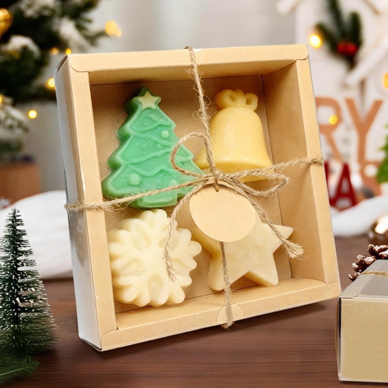biguphate 30 Sets Kraft Paper Cardboard Boxes  6.5X 6.5X 2 Inches Gift Boxes With Clear Window  Homemade Soap Box With Blank Tags Jute String And Raffia  Small Gift Boxes For Jewelry  Candy  Wrapping Party Favor - Image 5