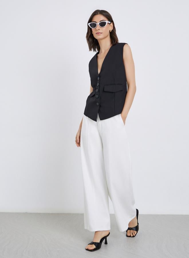 Take Two Women Black Buttoned Waistcoat - Image 2
