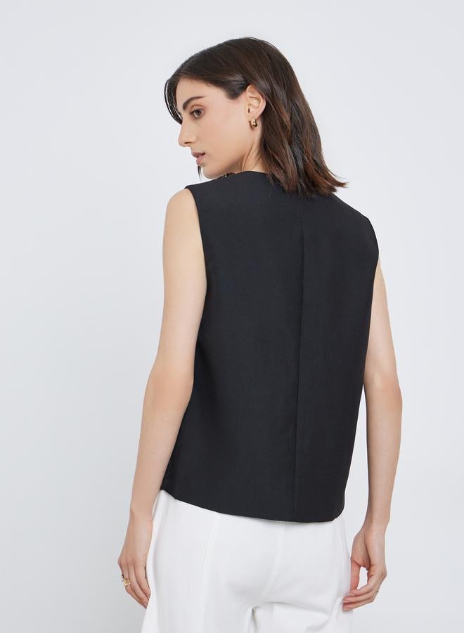 Take Two Women Black Buttoned Waistcoat - Image 4