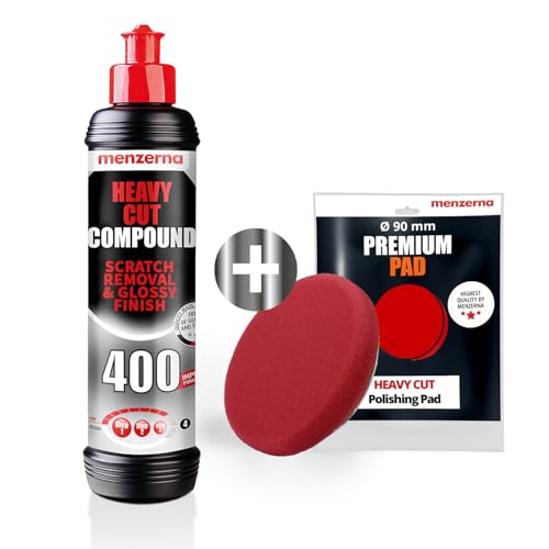 menzerna Scratch and Swirl Remover Kit I Car polishing Set with Menzerna Heavy Cut 400 and 35 Inch Polishing Pad I Deep Scratch Repair Kit for All Types of Vehicles