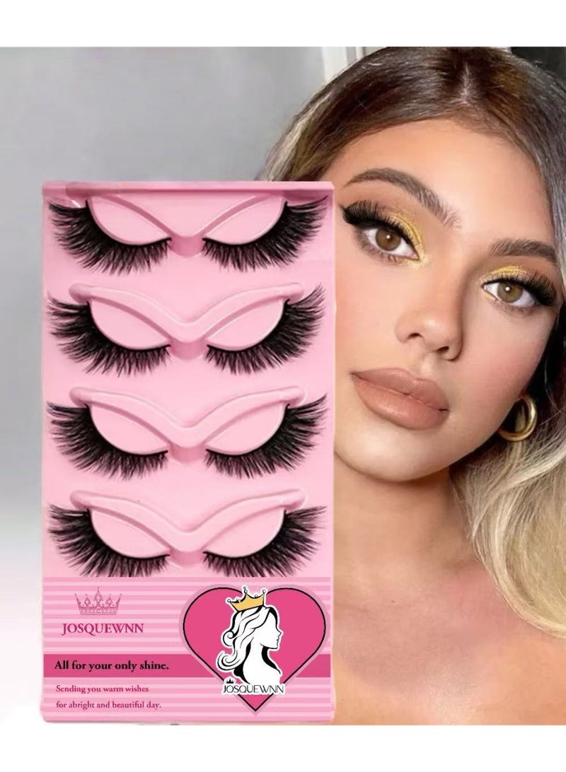 JOSQUEWNN 5 Pairs False Eyelashes Set,18mm Fox Eye Natural Look One-Piece Black Stem Cat Eye False Eyelashes, Lightweight And Natural To Enhance Eye Makeup Charm, Long-Lasting Smudge-Proof, Suitable For Daily And Party Occasions. - Image 1