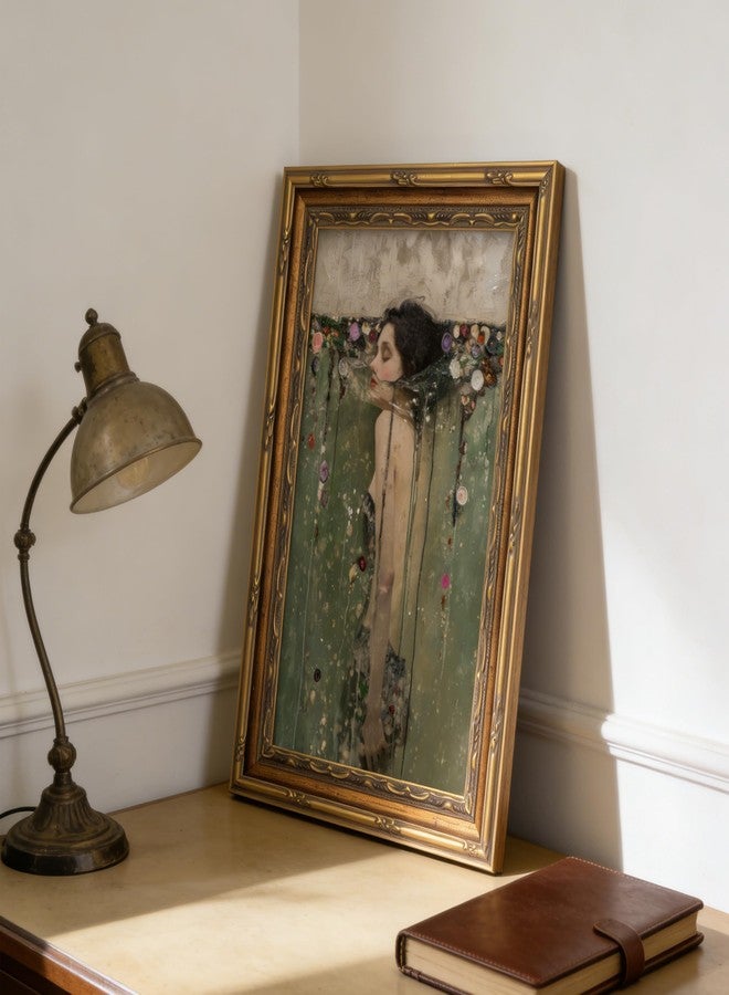 WWN Vintage Gold Framed Ophelia Wall Art, Romantic Victorian Gothic Oil Painting Canvas Print, Dark Academia Wall Decor, Antique Woman Portrait Picture, Moody Floral Poster Artwork for Living Room Bedroom - Image 2