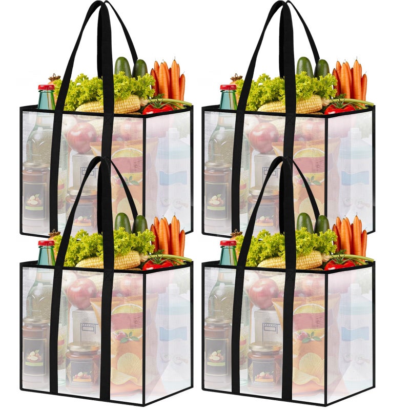 SmartTrends 4 Pack Reusable Grocery Bags, Heavy-Duty Shopping Bags with Sturdy Handles, Water-Resistant & Foldable Organizer, Shopping Bags for Groceries, Market, Car Trunk, Multi-Purpose, 33L - Image 1