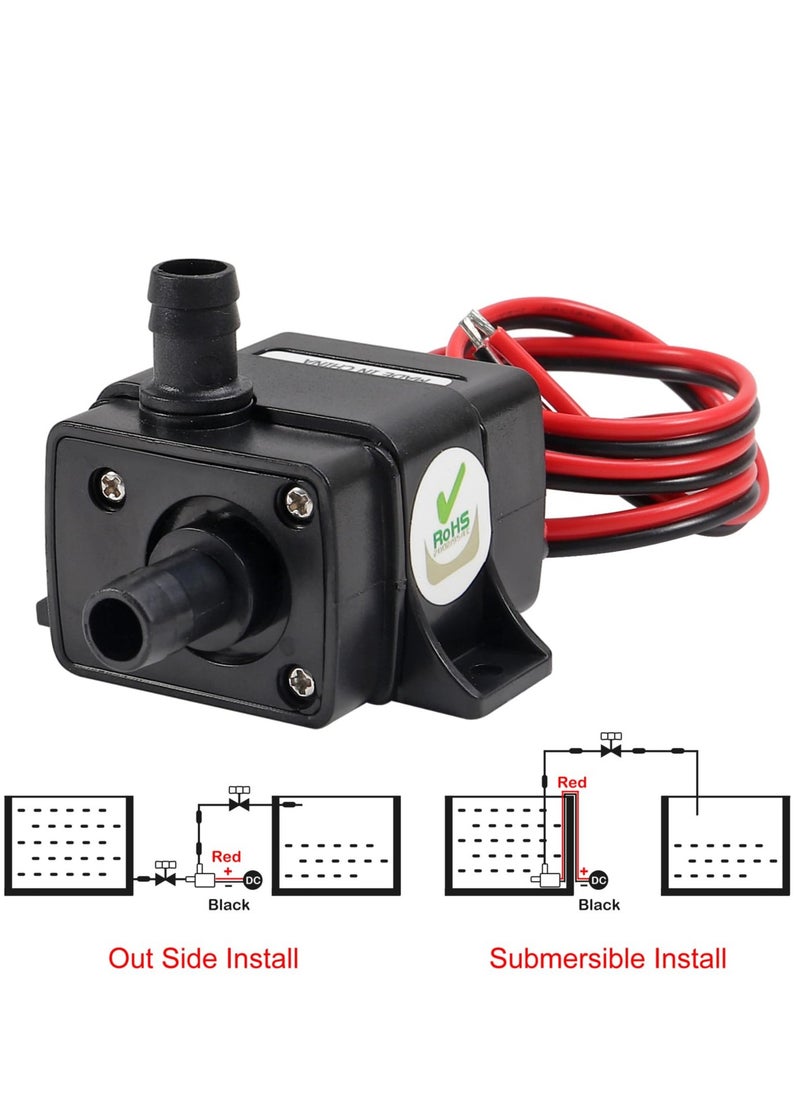 Generic 2pcs Mini Submersible Water Pump Water Pump DC 12V Small Fountain Pump for Aquarium Fish Tank Fountain Hydroponics Water Feature Indoor Fountains Fish Tank Hydroponics Pond(4.8W 240L/H) - Image 5