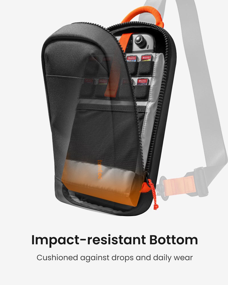 tomtoc Sling Crossbody Bag for Nintendo Switch 2, Protective Travel Chest Carrying Gaming Pouch with 8 Game Cartridges Slots - Image 4
