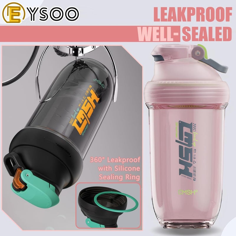 EYSOO Protein Shaker Bottle 630ml / 22 oz Shaker Bottle Leakproof BPA Free Protein Shake Cup with Blender Ball for Gym Fitness (Pink) - Image 5