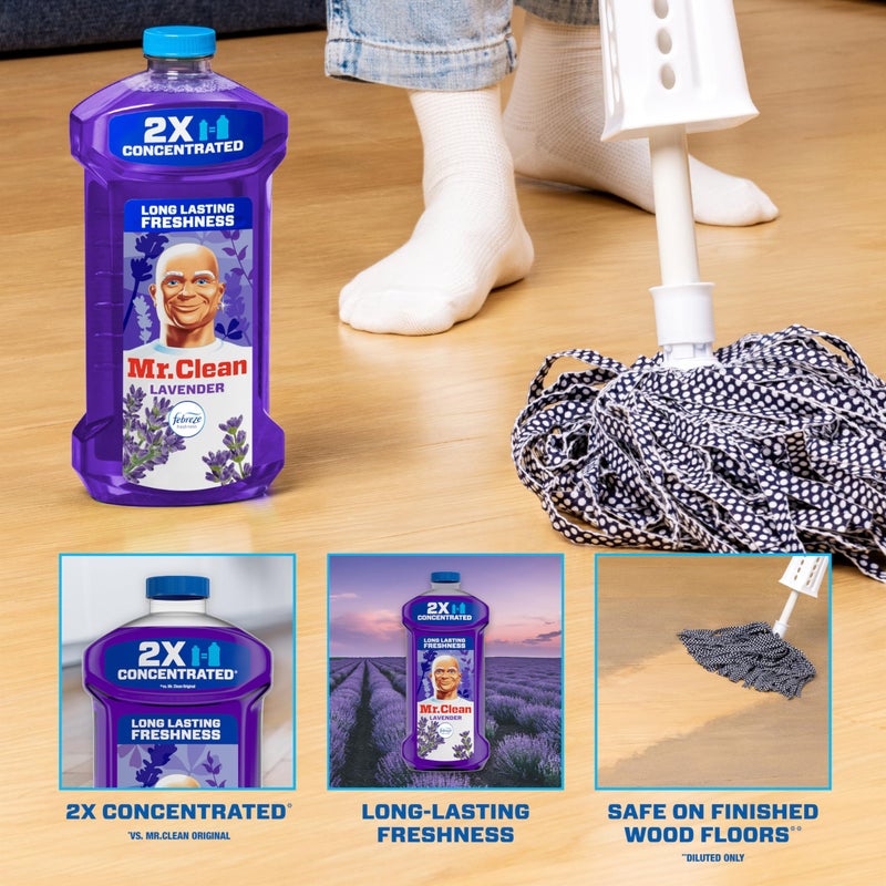 Mr Clean Mr. Clean All Purpose Cleaner, Floor Cleaner for Mopping Home, Bathroom, & Kitchen, Cleaning Liquid for Mop & Bucket, Cleaning Supplies, Multi-Surface Dilutable, Lavender, 41oz - Image 2