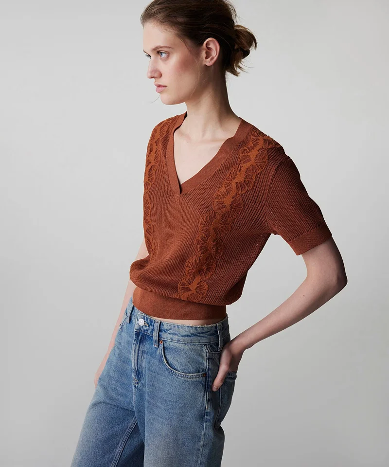 Ipekyol Emboridered Knit Top