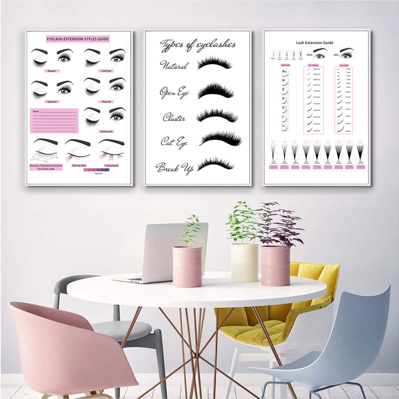 Ecyanlv Beauty Salon Wall Art Decor Eyelash Extension Guide Posters Lash Extension Form Canvas Print Painting Decor Eyelash Technician Forms Modern Picture for Bedroom Women 12x16x3 inch No Frame - Image 1
