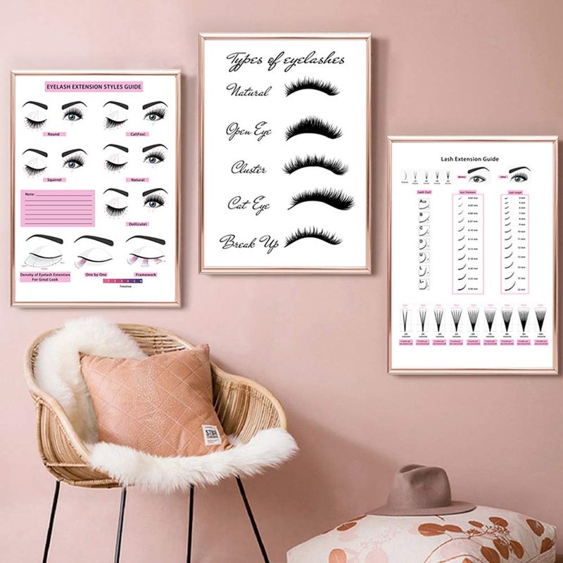 Ecyanlv Beauty Salon Wall Art Decor Eyelash Extension Guide Posters Lash Extension Form Canvas Print Painting Decor Eyelash Technician Forms Modern Picture for Bedroom Women 12x16x3 inch No Frame - Image 3