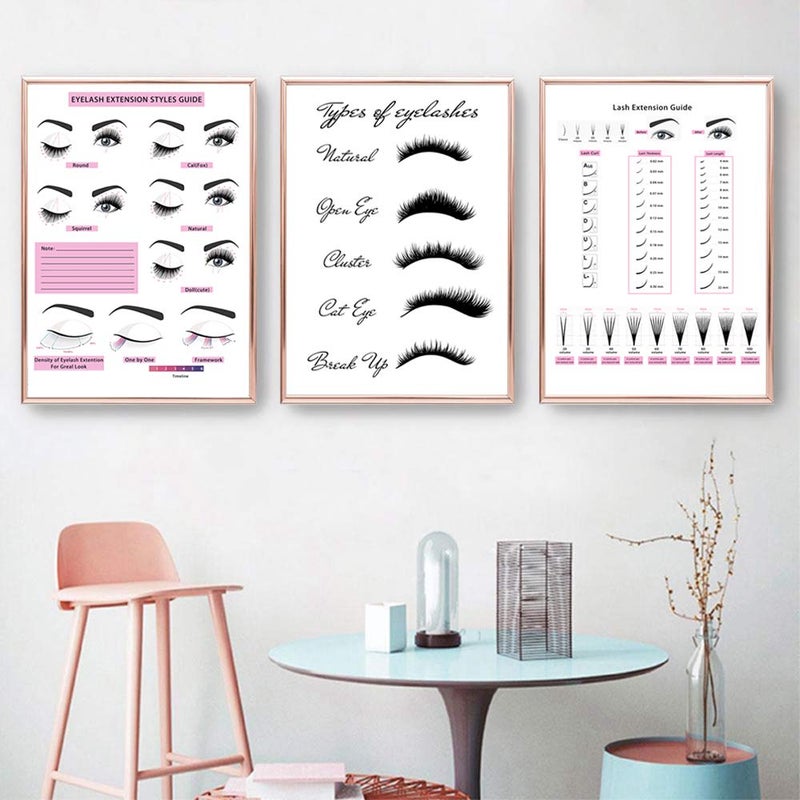 Ecyanlv Beauty Salon Wall Art Decor Eyelash Extension Guide Posters Lash Extension Form Canvas Print Painting Decor Eyelash Technician Forms Modern Picture for Bedroom Women 12x16x3 inch No Frame - Image 2