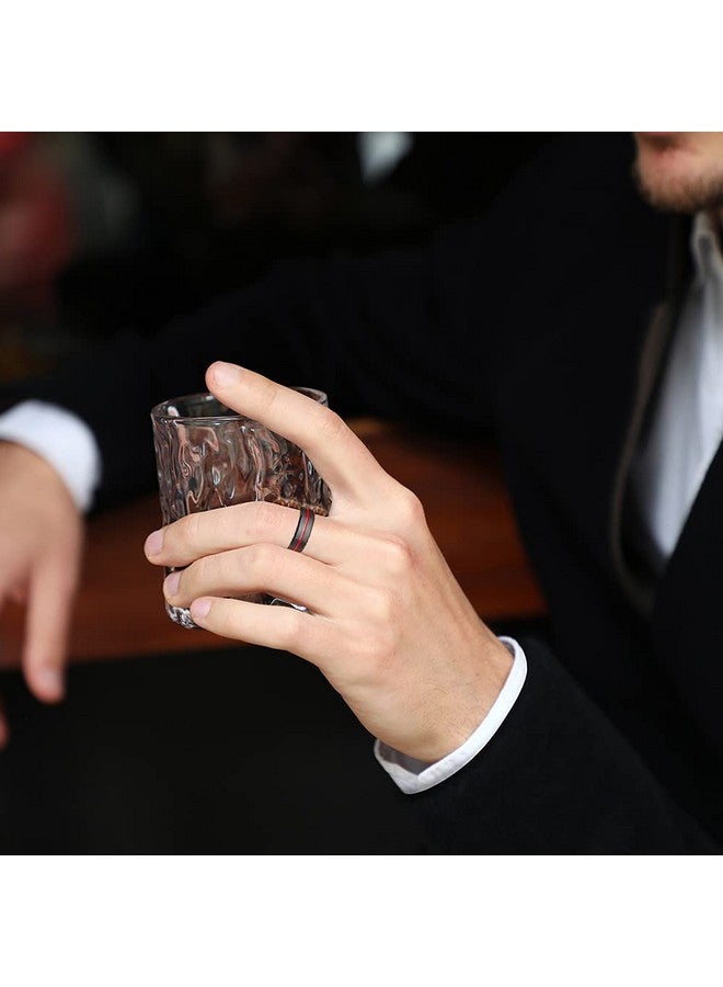 كينج ويل خاتم زفاف King Will Thin Red Groove Black من كربيد التنغستن المصقول مريح الملاءمة مقاس 10 - Image 5