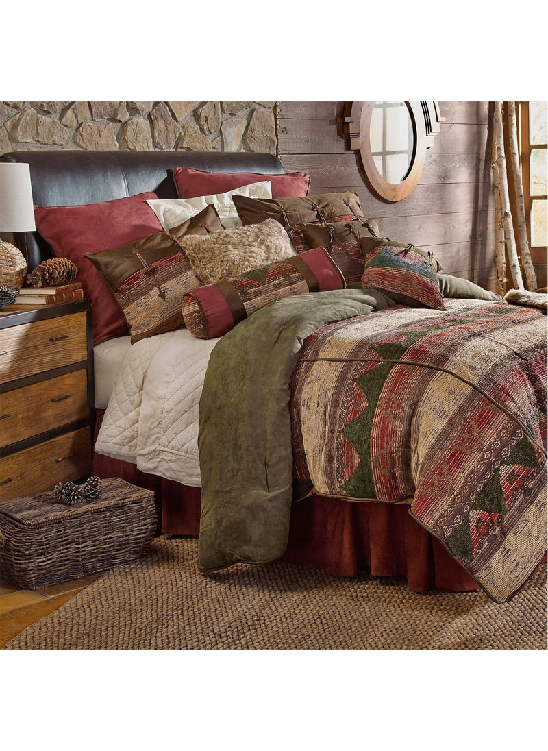 H HIEND ACCENTS H HIEND ACCENTS Paseo Road Sierra Western Bedding 7 Piece King Comforter Set Faux Suede Chenille Jacquard Southwestern Bedding Rustic Comforter Set with Bed Skirt Shams Accent Pillows 