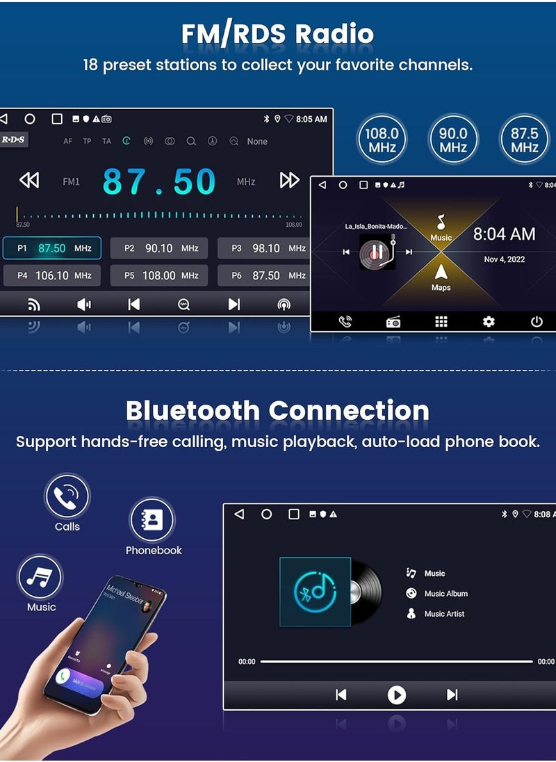 Pioneer Android Screen 10 inch 1GB RAM 32GB Rom QLED Touch Screen USB Video Audio Playback