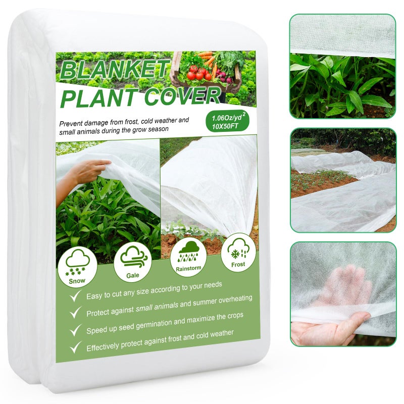 YDSL Plant Covers Freeze Protection 10FTÃ—50FT, 1.06 oz/ydÂ² Floating Row Covers for Garden Beds Pest/Sun Protection, Frost Cloths for Outdoor Plants for Vegetables Flowers Fruits Winter Protection - Image 1