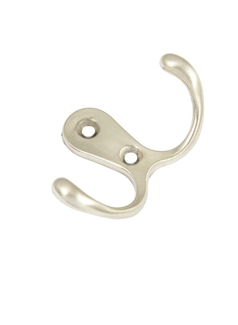 Metal Double Coat Wall Hook, Silver - Image 2
