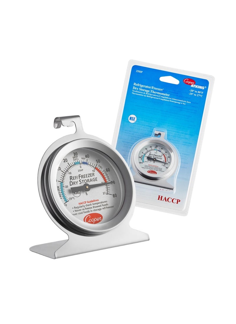 YASHTECH 25HP-01-1 Freezer Thermometer - NSF Certified, Stainless Steel, -29°C to 27°C, Easy-to-Read Magnified Lens, 1 Piece  - Image 1