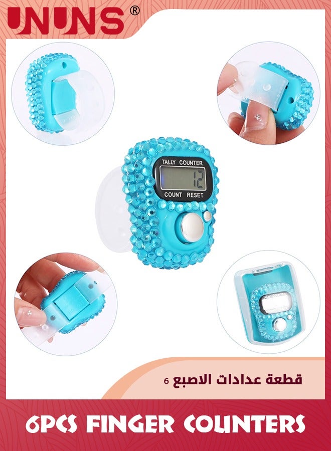 UNUNS 6 Pcs Finger Counters,Digital LED Electronic Finger Counter,Mechanical Manual Clicker Number Lap Tracker Counter,Diamond Shape  - Image 3