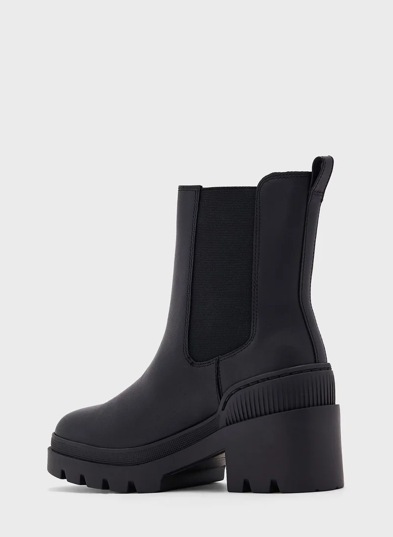 TOMMY HILFIGER Casual Leather Mid Heel Ankle Boots