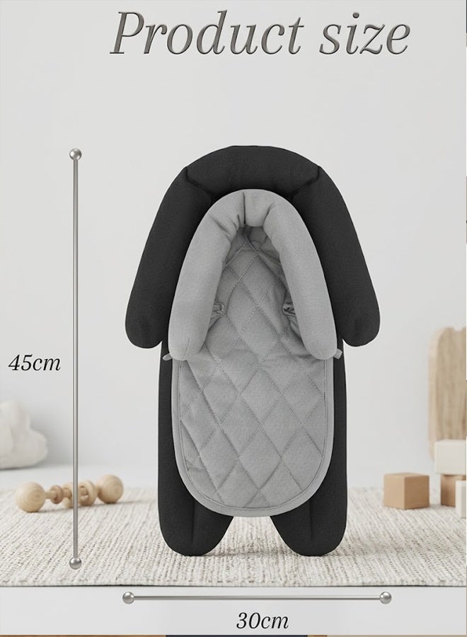Berma Baby Baby Car Seat Head Support Pillow (0-3 Years) - 2-in-1 Adjustable Growth Cushion for Anti-Flat Head & Neck Support, Universal for Car Seats, Strollers, Cradles | Removable & Washable (Black/Gray) - Image 2