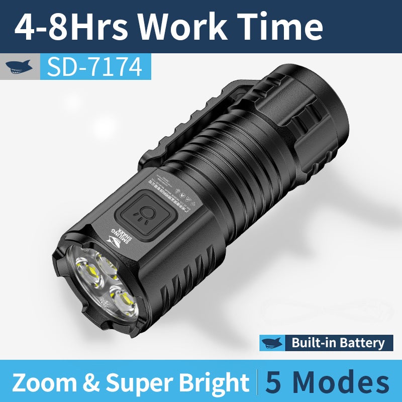 SMILING SHARK Mini LED Flashlight with Hand Crank Charging - Portable Outdoor Lighting - Image 1