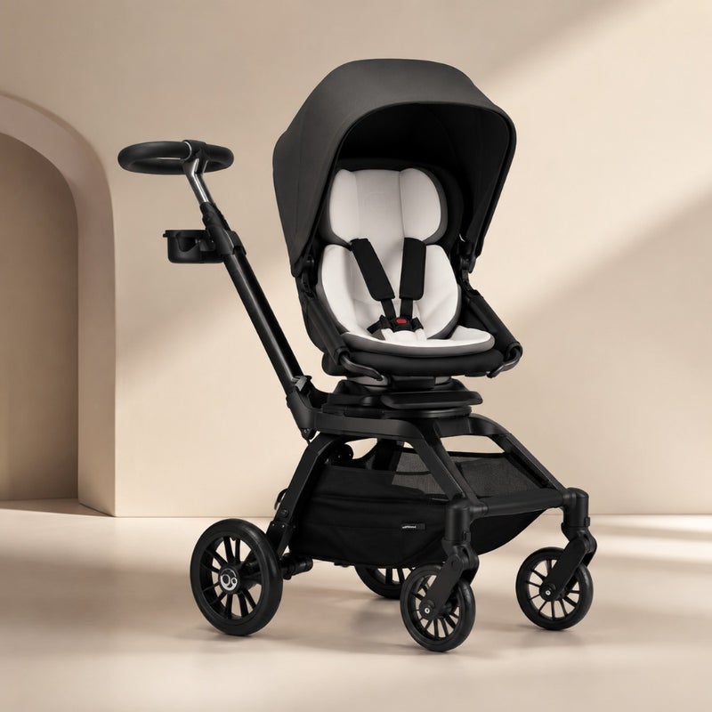 G5 Stroller for urban commuting, aluminum frame, matte black finish, 360-degree rotation hub for effortless maneuverability - Image 1