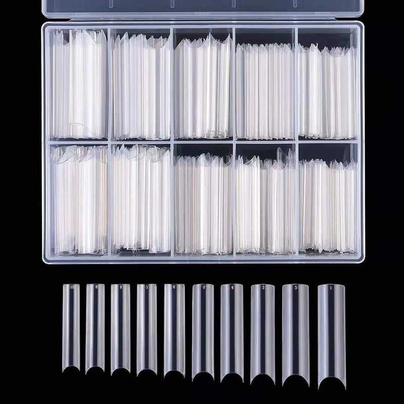 Yimart Long C Curved False Nail Tips  C Curved Nail Tips  Long C Curve False Nails  200pcsbox XL C Curve Fake Nails Premium Square French Acrylic Nail Tips Clear With Box