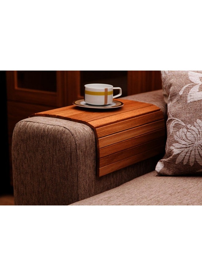 artica Artica Food Grade Flexible and Foldable Wooden Sofa Armrest Tray - Convenient Dining and Snack Holder for Sofa or Armchair Dining Table Mat |Suitable for Food/Drinks/Snacks/Cup Coaster - Image 2