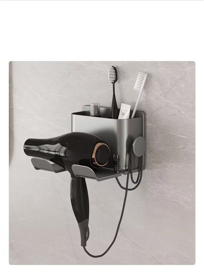 HOMESTAR Hair Dryer Holder Wall Mounted, Blow Dryer Organizer for Bathroom, Aluminum Alloy Multi-functional Hair Dryer Rack for Dyson - Image 3
