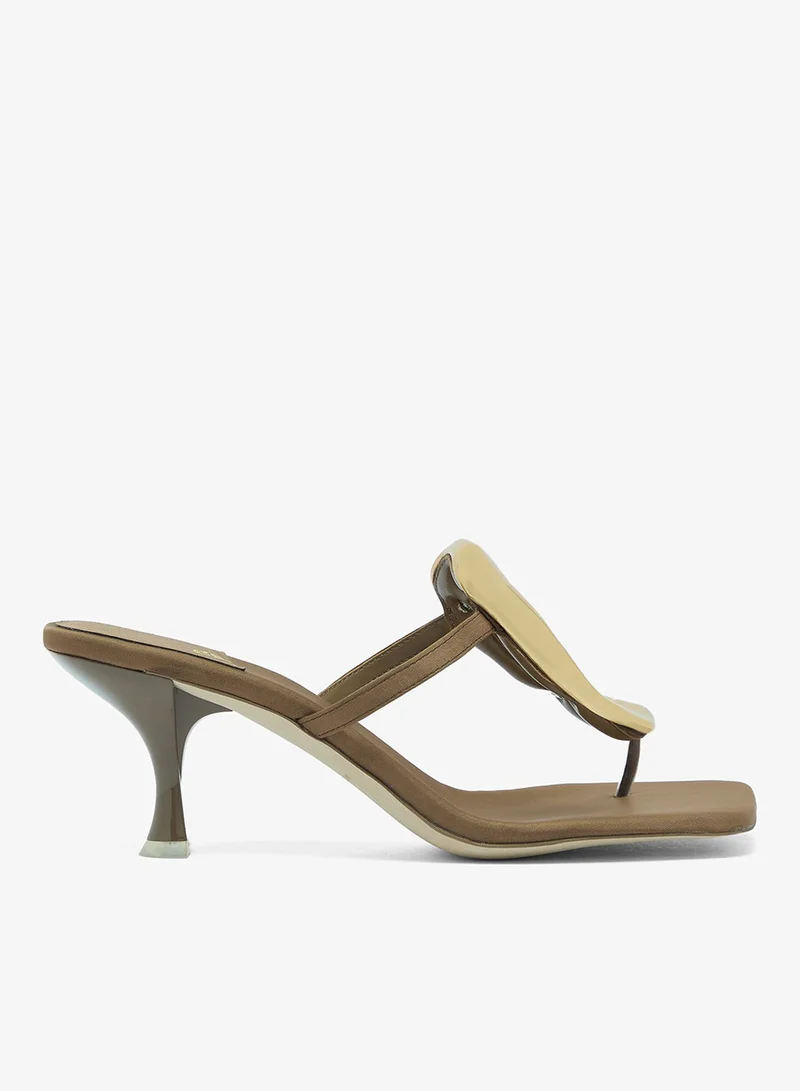 Jeffrey Campbell Brown Satin Gold Ornamented Thong Sandals for Women | Best Price UAE