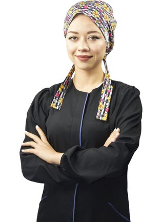 Nur Medikal Giyim Nur Medical Clothing Hijab Striped Daisy Patterned Doctor Nurse Hospital Cook Surgical Cap  - Image 1