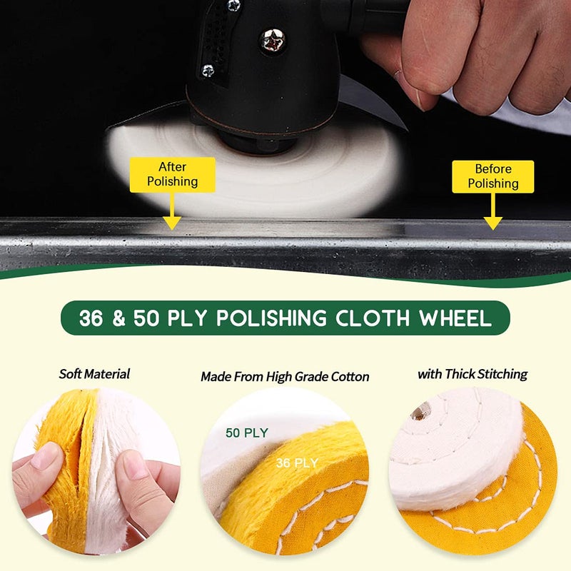 Keadic 8Pcs 4inch Buffing Polishing Wheel Kit Includes Polishing Compounds, Buffer Wheels for Polishing and 1/2" Arbor Hole, Polishing Pad Buffing Wheel Kit, Buffing Wheel for Bench Grinder - Image 3