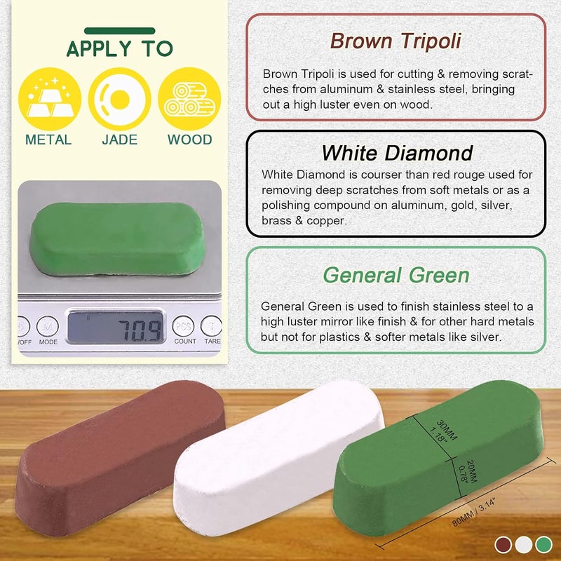 Keadic 8Pcs 4inch Buffing Polishing Wheel Kit Includes Polishing Compounds, Buffer Wheels for Polishing and 1/2" Arbor Hole, Polishing Pad Buffing Wheel Kit, Buffing Wheel for Bench Grinder - Image 5