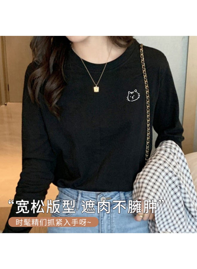 LANG SHA Women'S Long Sleeve Round Neck T-Shirt, Versatile Solid Color Print Base Layer Top, Women'S T-Shirt - Image 5